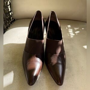 Donna Karan Black Leather Slip-On Loafer with Heels